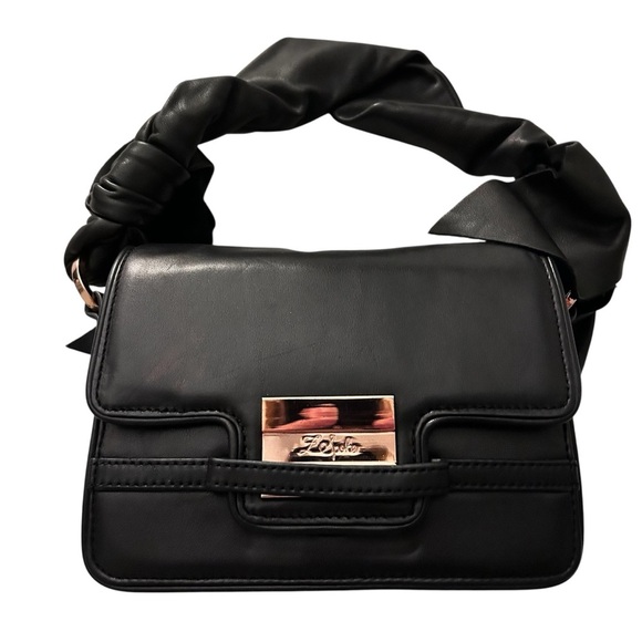 Z Spoke by Zac Posen Black Leather Top Handle Bag with Rose Gold hardware - Picture 1 of 6
